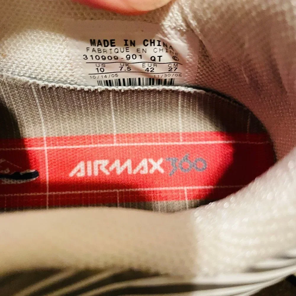 Mint Vintage NIKE AIR MAX 360 Champagne White Coral Pink Tight Air Bladders